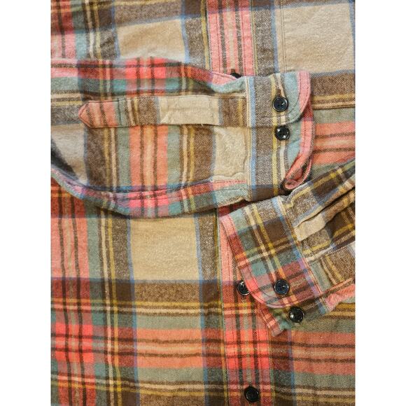 LL Bean slightly fitted men's small soft flannel lumberjack beige neutral brown - Picture 4 of 6
